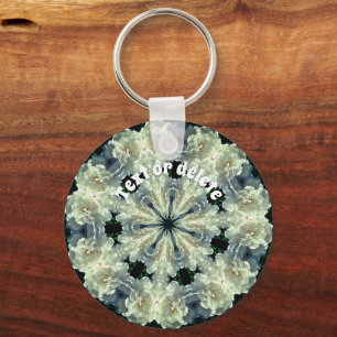 Peony Kaleidoscope Flower Art Personalised Key Ring