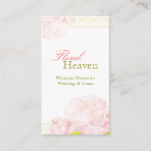 Peony + Lace Pattern Wedding Florist Business Card