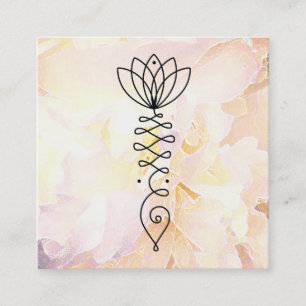 *~* Peony Lotus Peach  Healer Massage Reiki Yoga Square Business Card