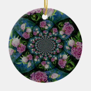 Peony Mandala Ceramic Tree Decoration