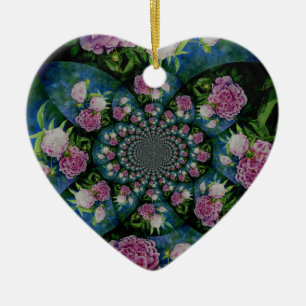 Peony mandala ceramic tree decoration