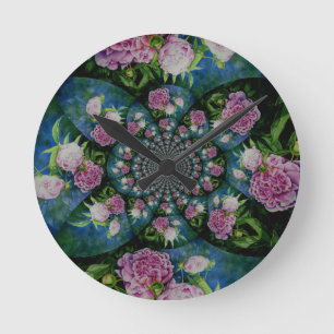 Peony Mandala Round Clock