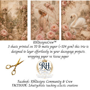 Peony Manor French Garden Victorian Decoupage Wrapping Paper Sheet