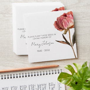 Peony Memorial Funeral Seed Envelope