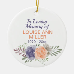 Peony Memorial In Loving Memory Of  Ceramic Tree Decoration