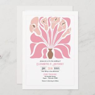 Peony & Mocha Abstract Floral Boho Wedding Invitation