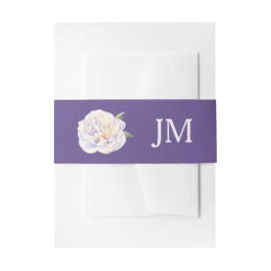 Peony Monogram Floral Violet Purple Wedding Invitation Belly Band