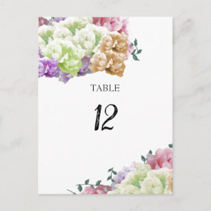 Peony Multicolor Table Seating Number Card