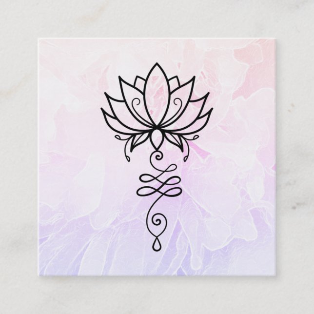 *~ Peony Nirvana Sacred Geometry Reiki Lotus Square Business Card (Front)