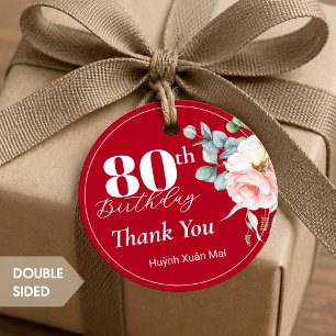Peony on Red Birthday Favour Tags