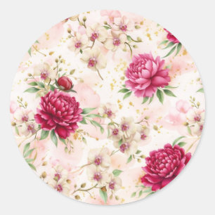 Peony & Orchid Garden Floral Glam Wedding  Classic Round Sticker