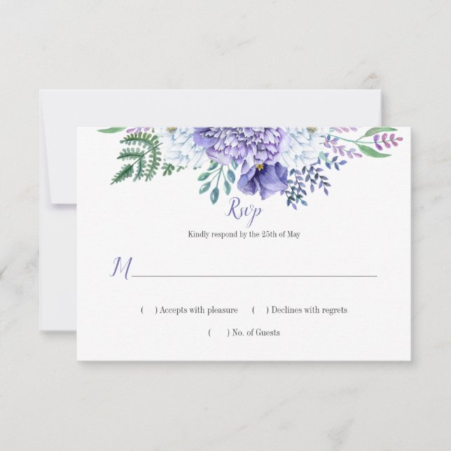 Peony Passion Floral Background Horizontal RSVP (Front)