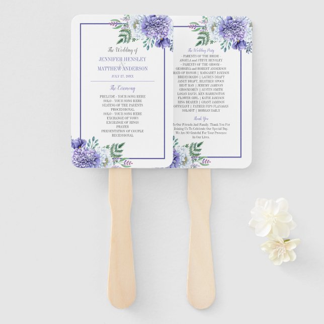 Peony Passion Floral Wedding Program Fans (Front and Back)