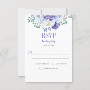 Peony Passion Purple Background Vertical RSVP Card