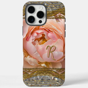 Peony Perfect Pinkish Monogram Elegant iPhone 16 Pro Max Case