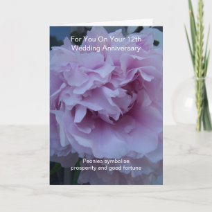 Peony Personalised 12th Wedding Anniversary Card