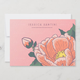 Peony Personalised Stationery Flat Note Cards