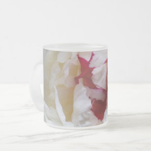 Peony petals frosted glass coffee mug
