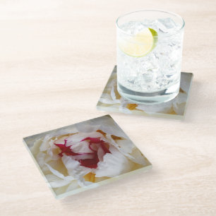 Peony petals glass coaster