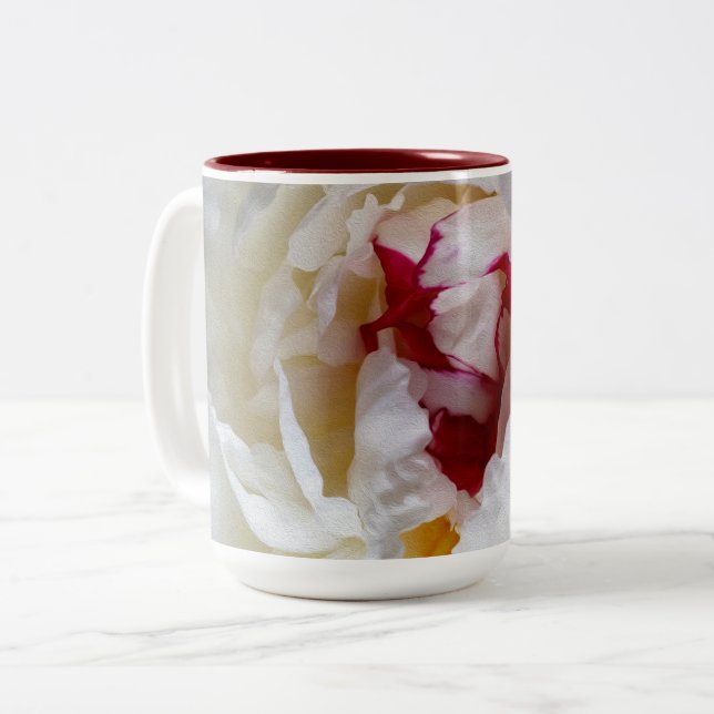 Peony petals Two-Tone coffee mug (Front Left)
