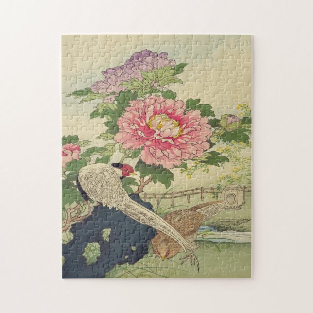 Peony, Pheasant Japanese Art Jigsaw Puzzle (Vertical)