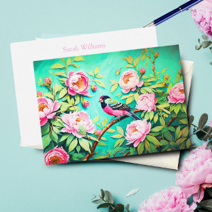  Peony Pine Gosbeak ai Artwork Oil Painting Card