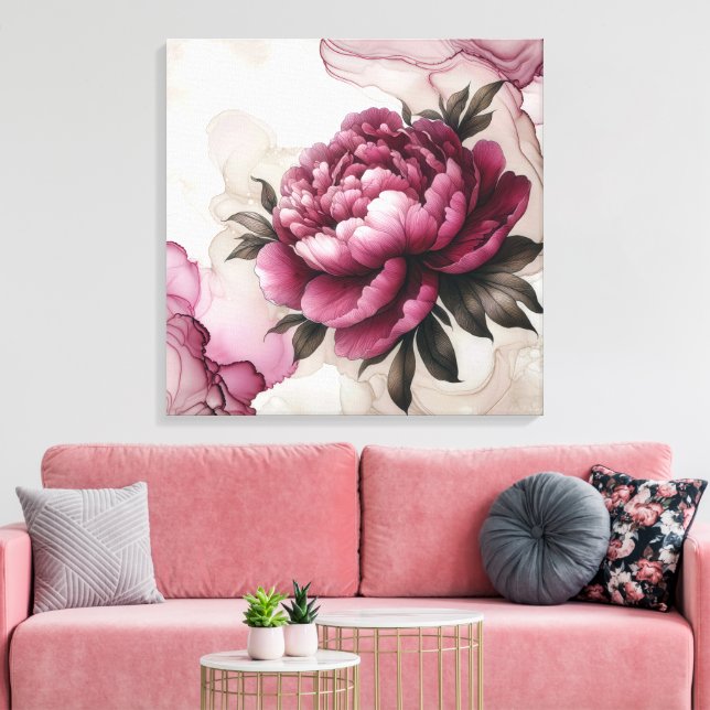 Peony Pink Abstract  Canvas Print (Insitu(LivingRoom))