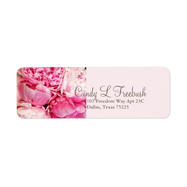 Peony pink address return label (Front)