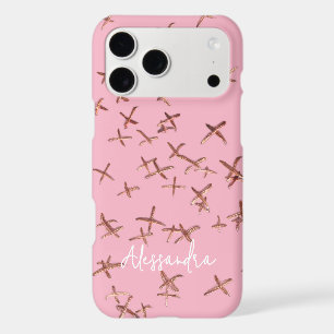 Peony Pink Brass Monogram Rose Gold 3D Look Chic