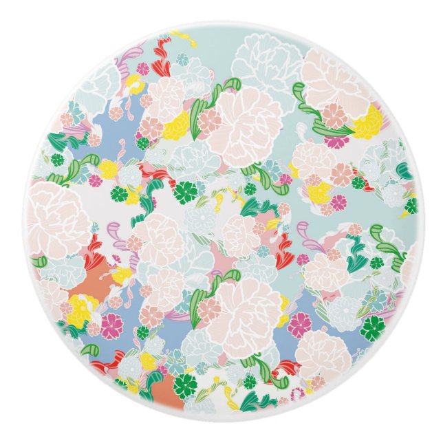 Peony pink ceramic knob (Front)