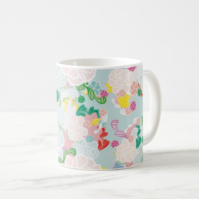 Peony pink coffee mug (Front Right)