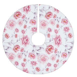 peony pink flower botany drawing vintage pattern brushed polyester tree skirt