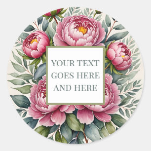 peony pink flower, create own sticker custom text