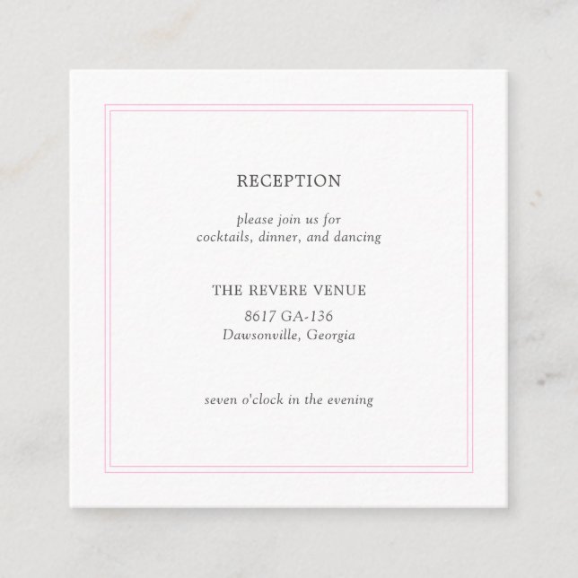 Peony Pink Modern Wedding Enclosure Card (Front)