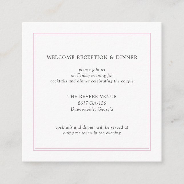 Peony Pink Modern Wedding Enclosure Card (Front)