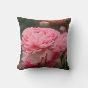 Peony Pink Ranunculus Closeup Cushion