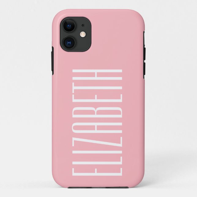 Peony Pink Solid Colour | Minimalist Name Case-Mate iPhone Case (Back)