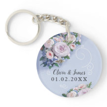 Peony Rose Couple Wedding Favours Floral Keychain