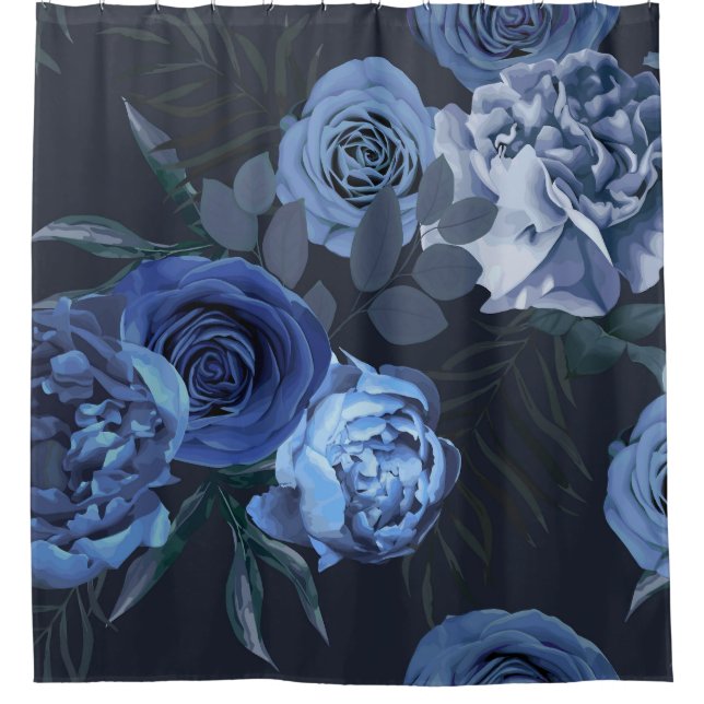 Peony Roses: Dark Floral Vintage. Shower Curtain (Front)