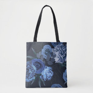 Peony Roses: Dark Floral Vintage. Tote Bag