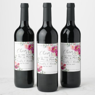 Peony & Roses Eucalyptus Greenery  Wine Label