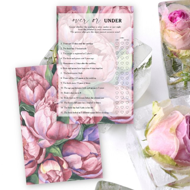 Peony roses - Over or under bridal shower game (Creator Uploaded)
