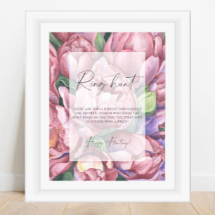 Peony roses - Ring hunt bridal shower game Poster