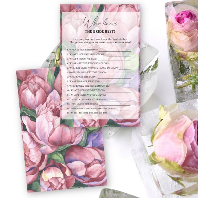 Peony roses - Who knows the bride best game (Creator Uploaded)