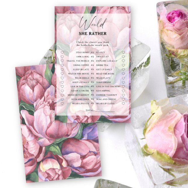 Peony roses - Would she rather bridal shower game (Creator Uploaded)