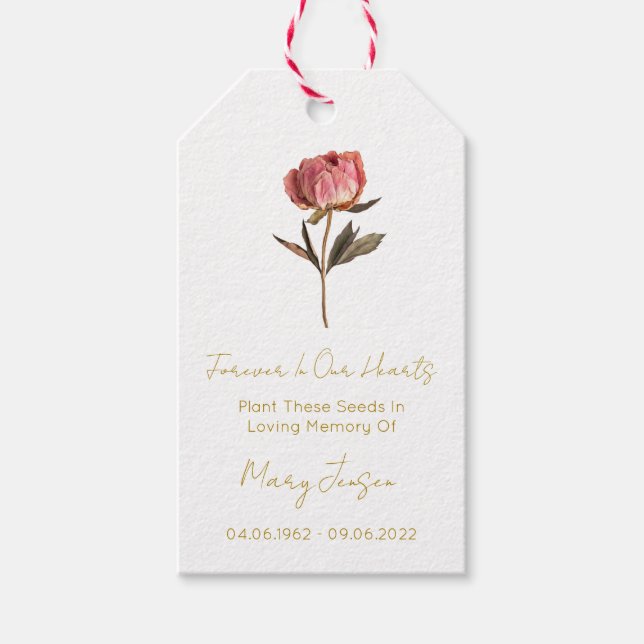 Peony Seed Packet Funeral Gift Tags (Front)