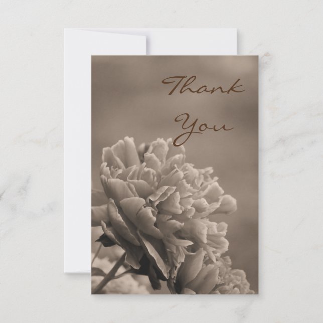 Peony Single Sepia Thank You Card (Front)
