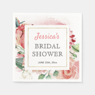 Peony Spring Bridal Shower Table Paper Cocktail Napkin