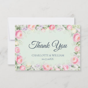 Peony Spring Watercolor Floral Thank You Card