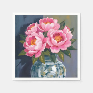 Peony Vase Pink Flower Peonies Watercolor Napkin